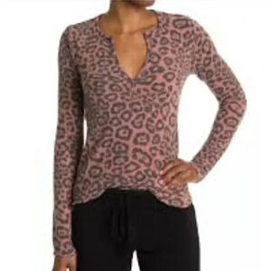 Socialite soft long sleeve top leopard print